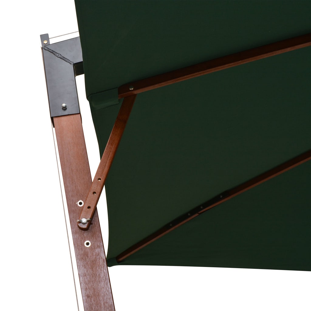 Hanging parasol, green, 300x300cm, wooden pole