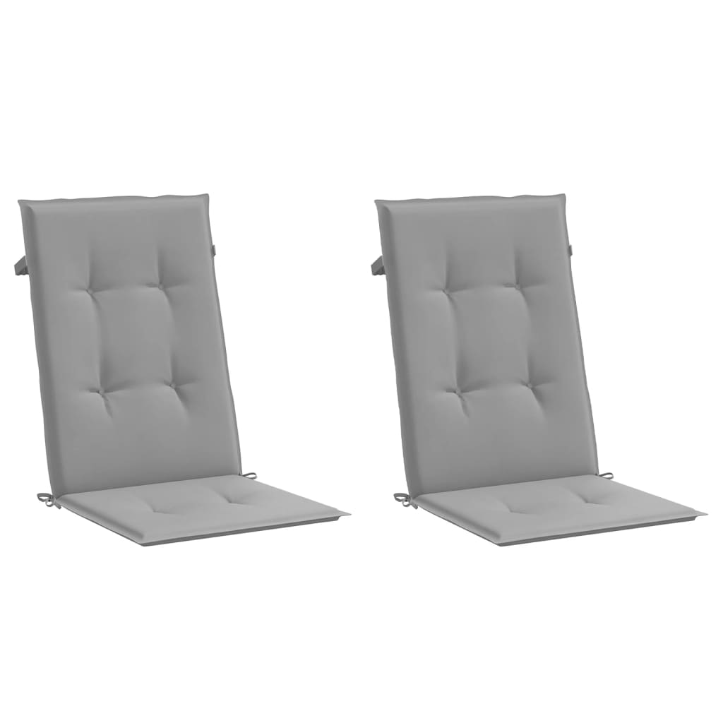 Garden chair cushions, 2 pcs., grey, 120x50x3cm, fabric