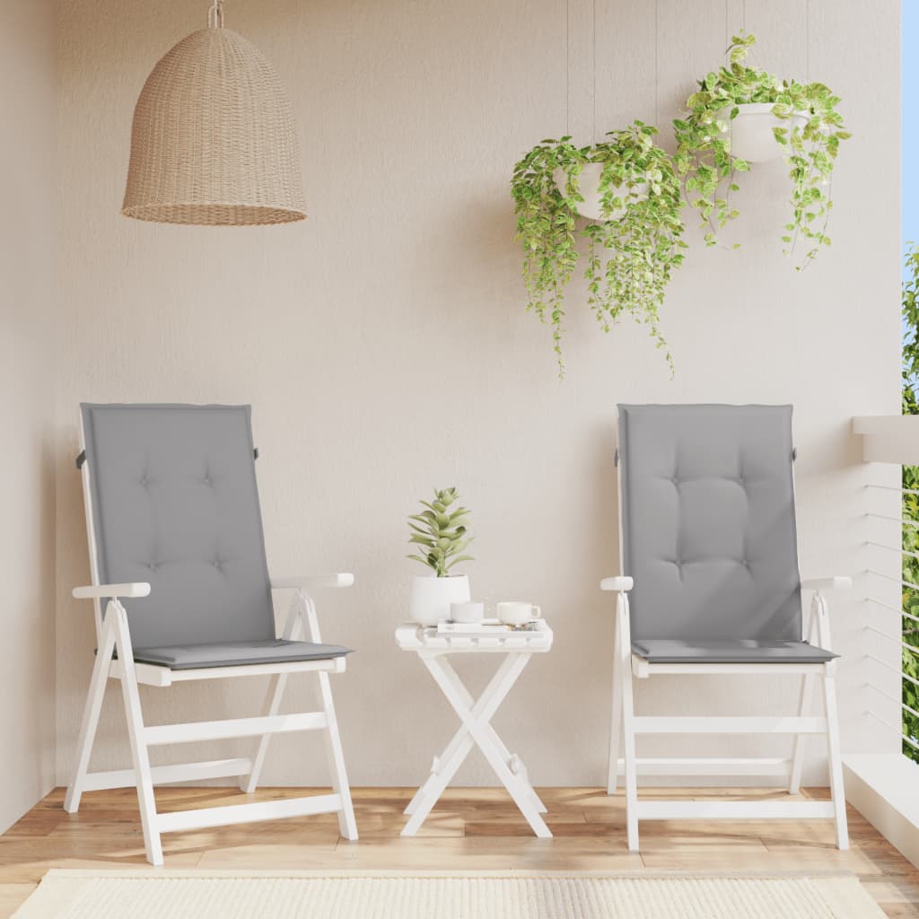 Garden chair cushions, 2 pcs., grey, 120x50x3cm, fabric
