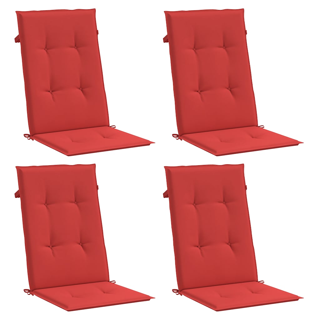 Garden chair cushions, 4 pcs., red, 120x50x3cm, fabric