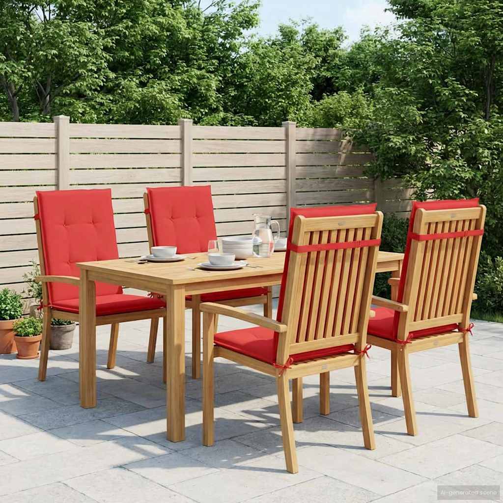 Garden chair cushions, 4 pcs., red, 120x50x3cm, fabric