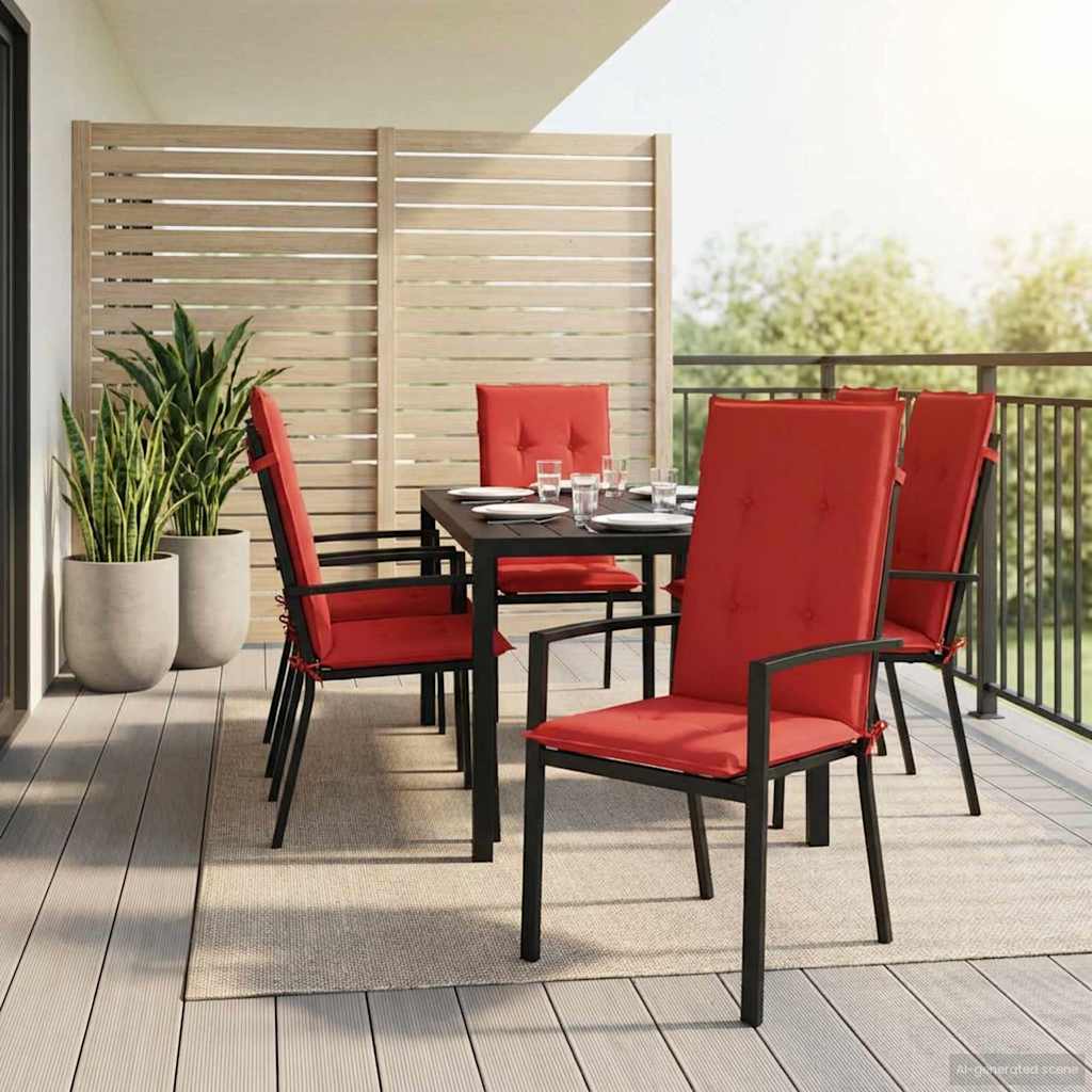 Garden chair cushions, 4 pcs., red, 120x50x3cm, fabric