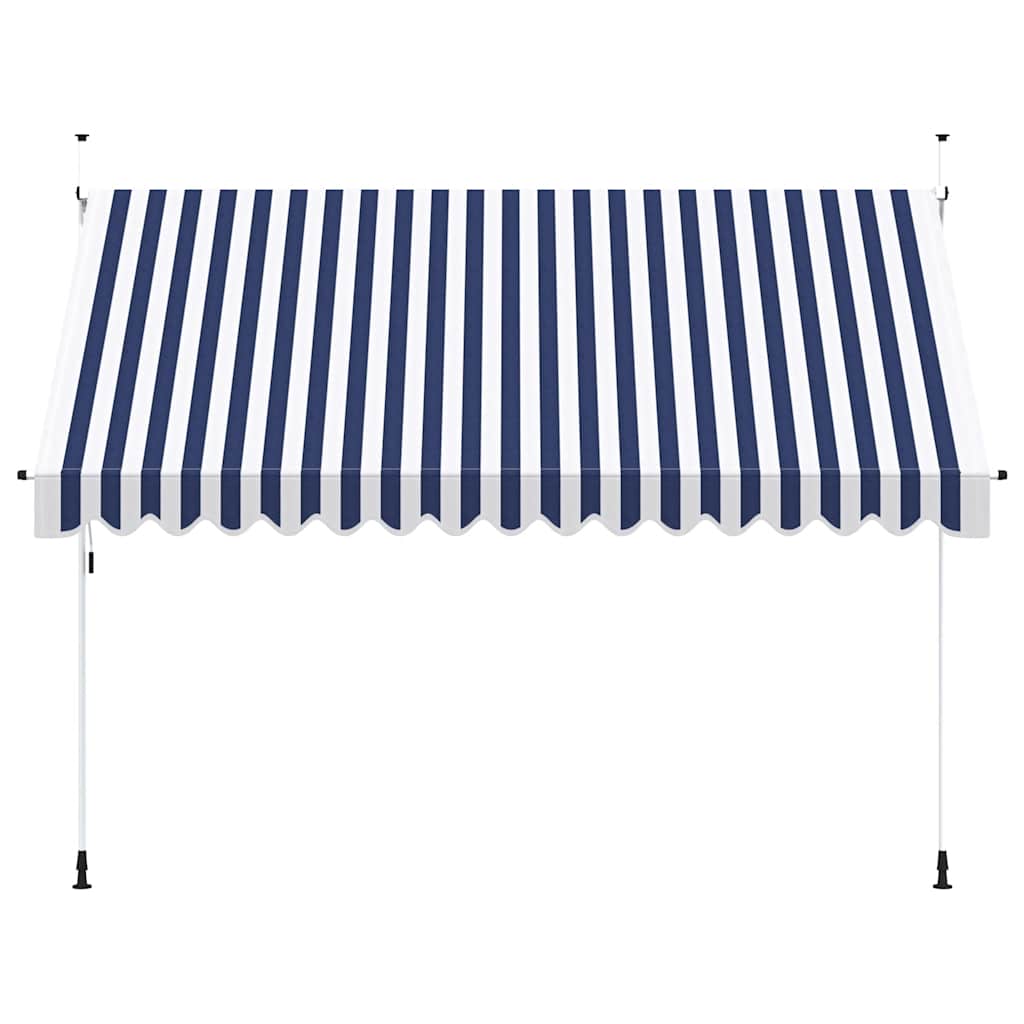 Manually retractable awning, blue/white stripes, 350cm