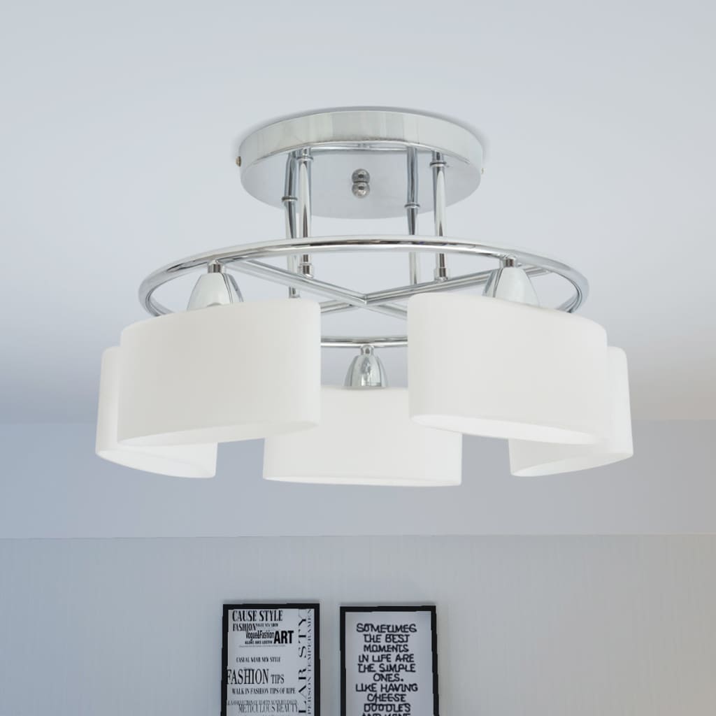 Lubų šviestuvas su elipsoid. stiklo gaubtais 5 x E14, 200W