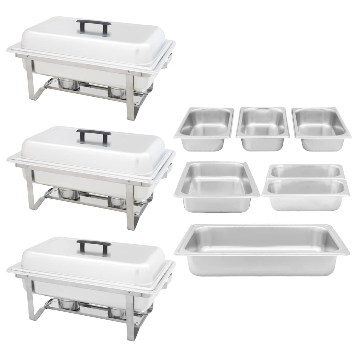 3-piece chafing dish set, stainless steel