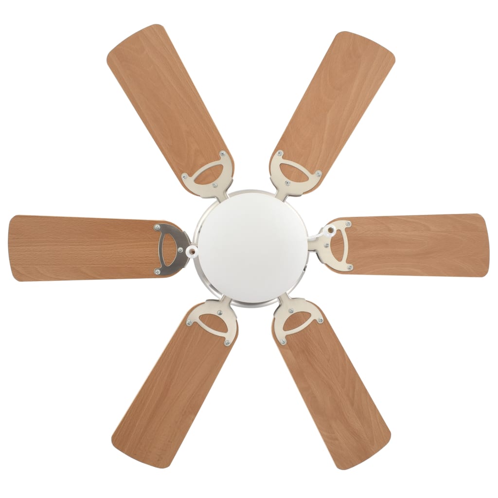 Grezns griestu ventilators ar gaismu, 82cm, gaiši brūns
