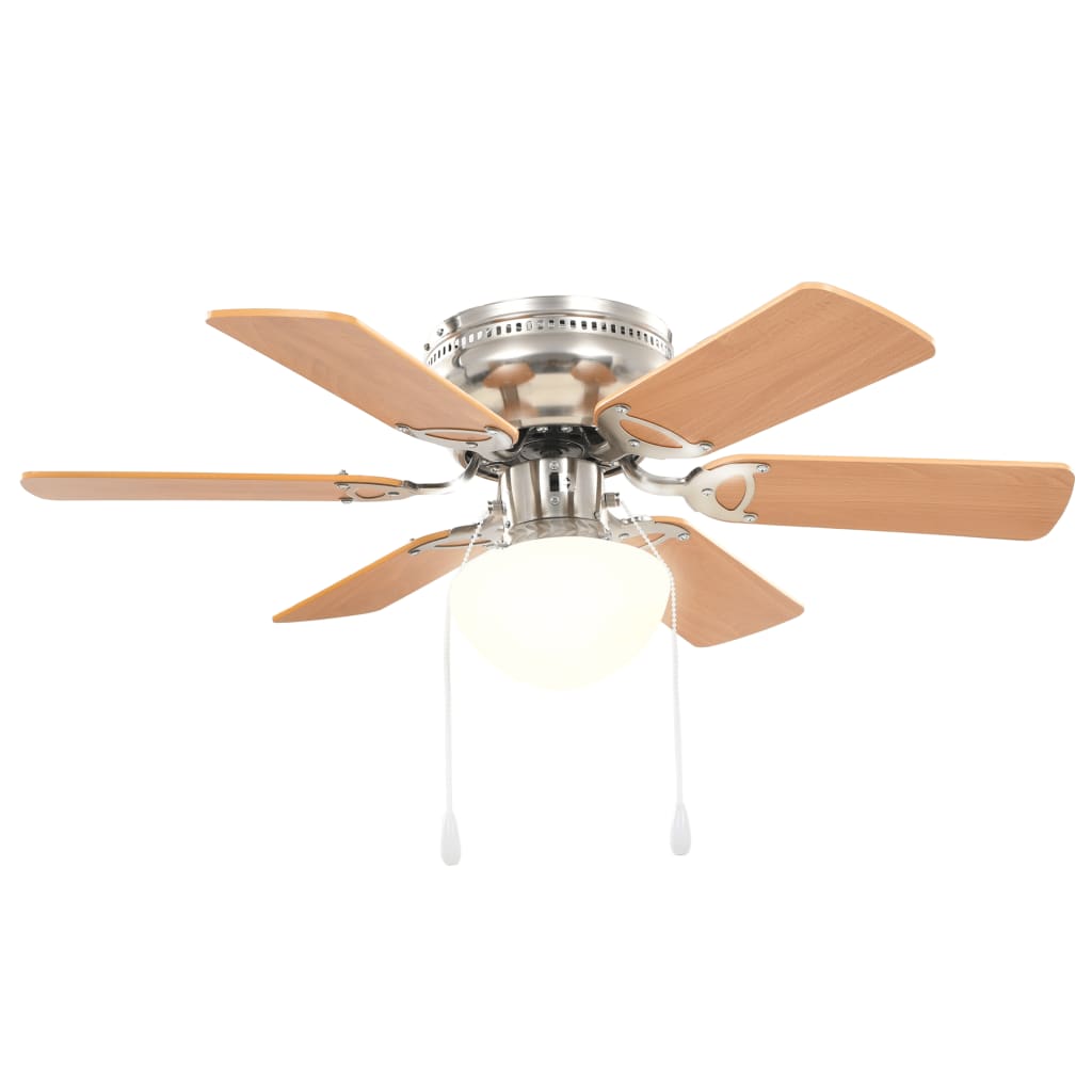 Grezns griestu ventilators ar gaismu, 82cm, gaiši brūns