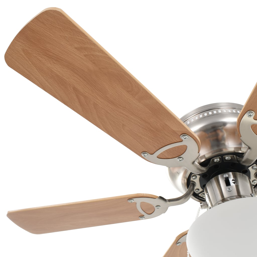 Grezns griestu ventilators ar gaismu, 82cm, gaiši brūns