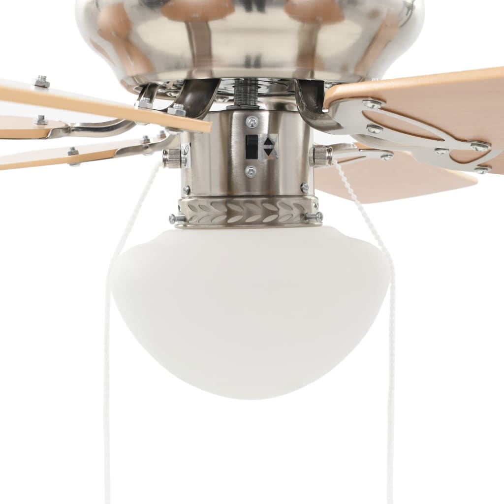 Grezns griestu ventilators ar gaismu, 82cm, gaiši brūns