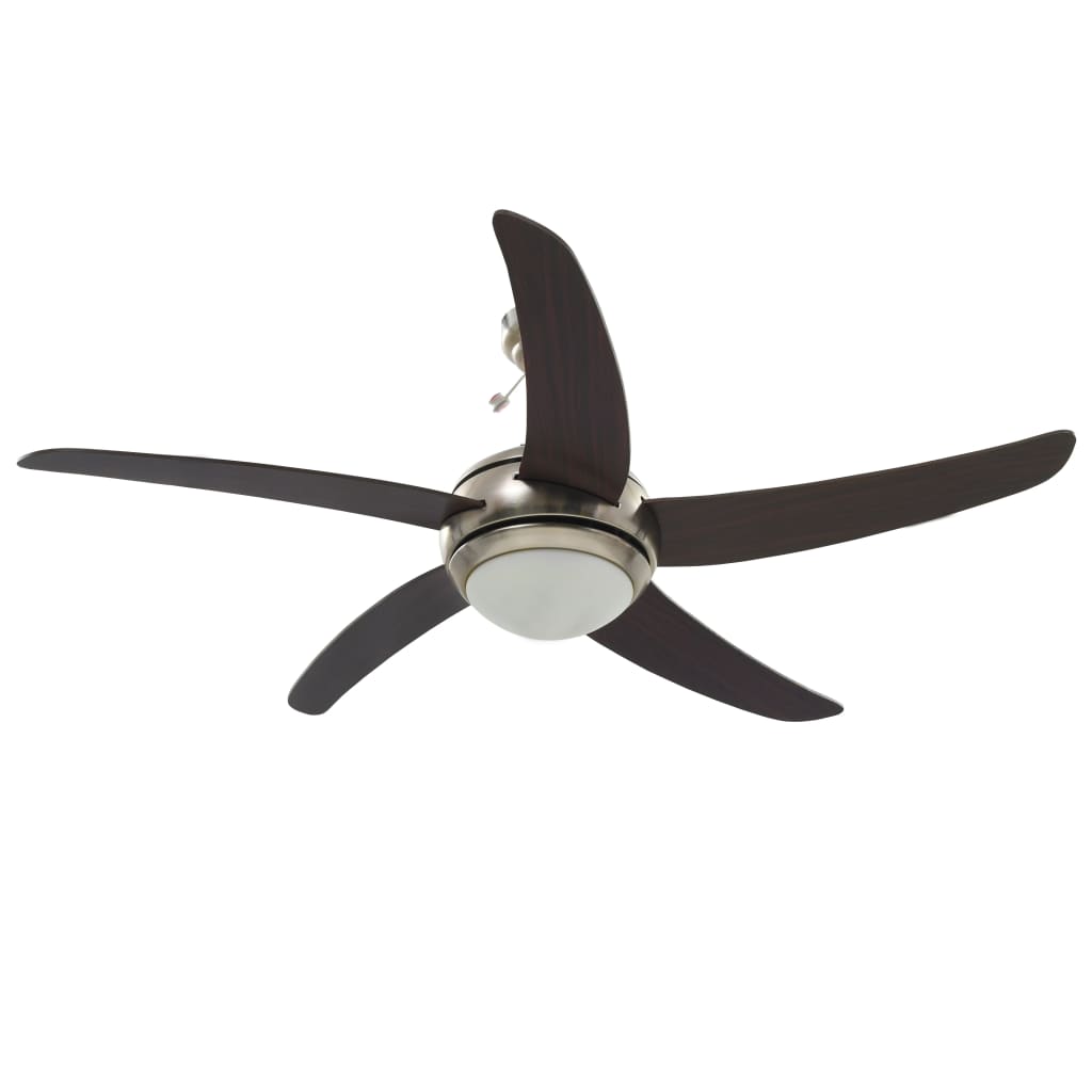 Ornate ceiling fan with light, 128cm, brown