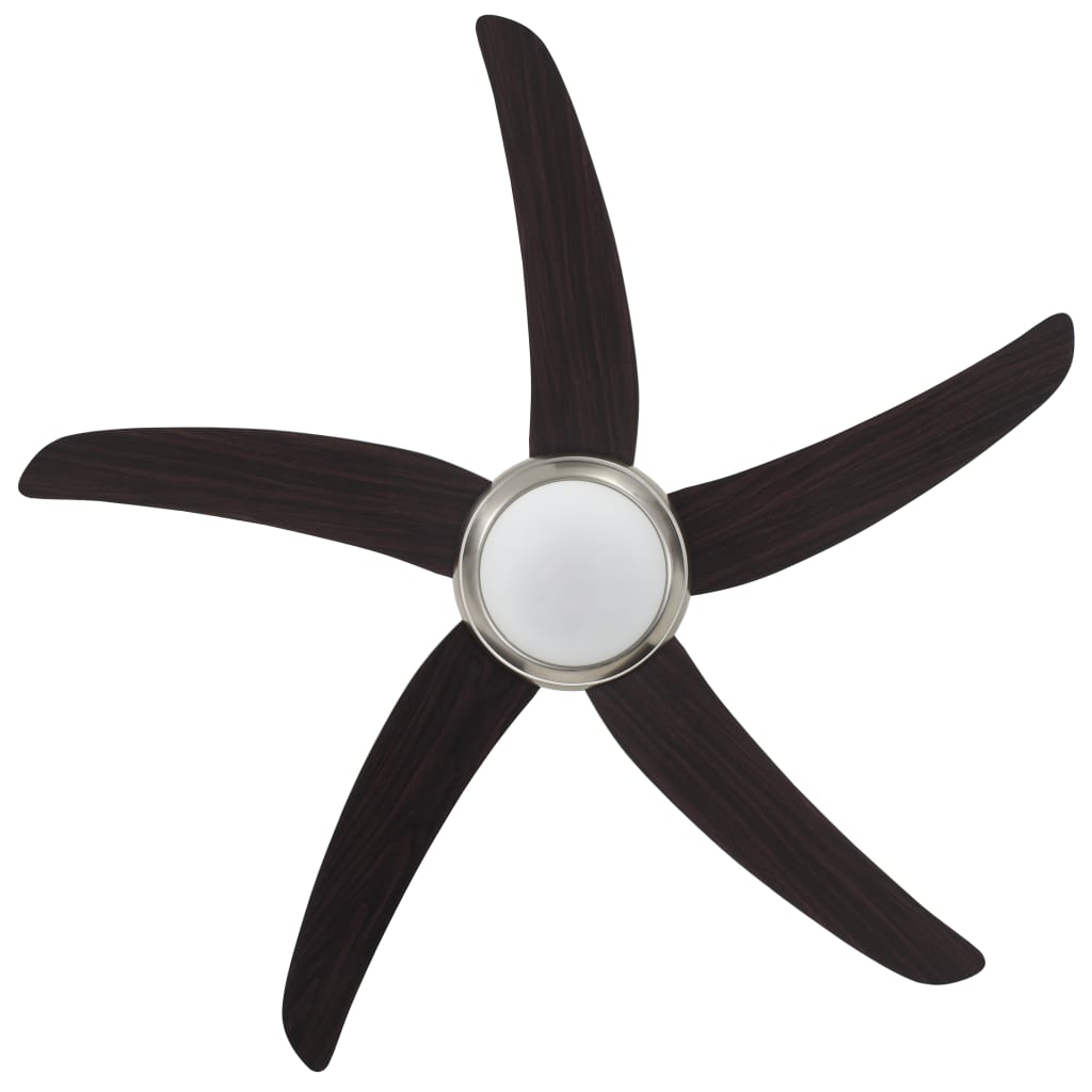 Ornate ceiling fan with light, 128cm, brown