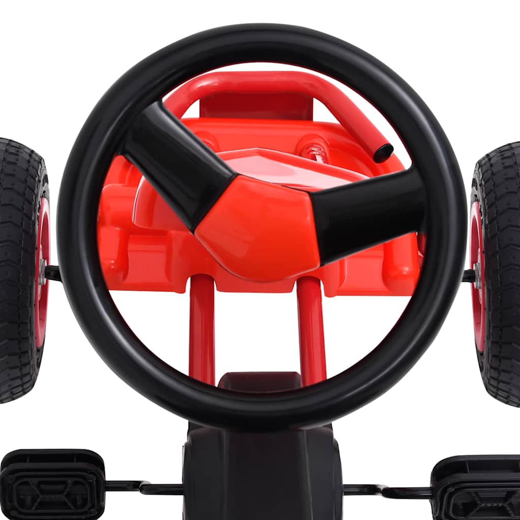 Pedal go-kart with pneumatic tires, red