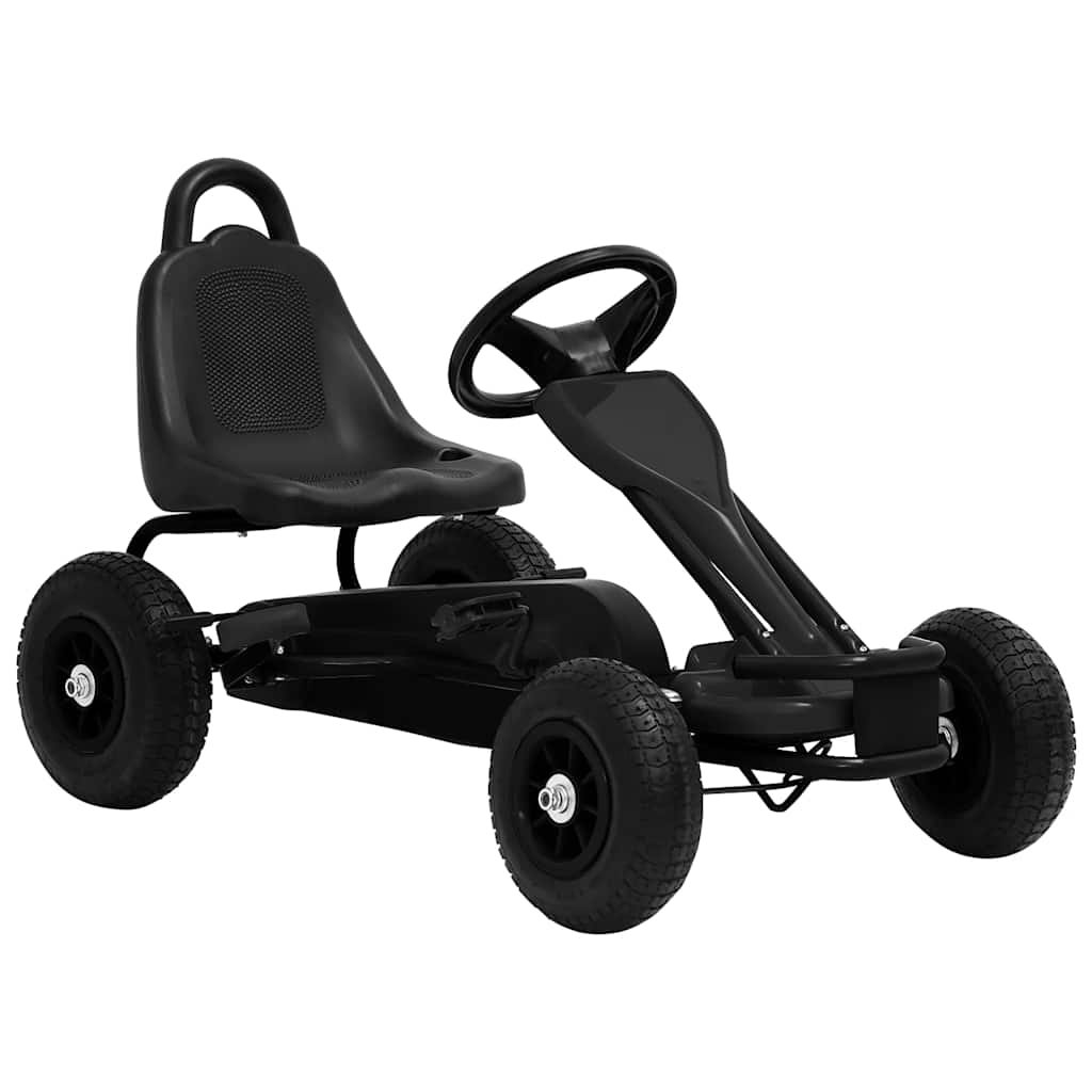 Pedal go-kart with pneumatic tires, black