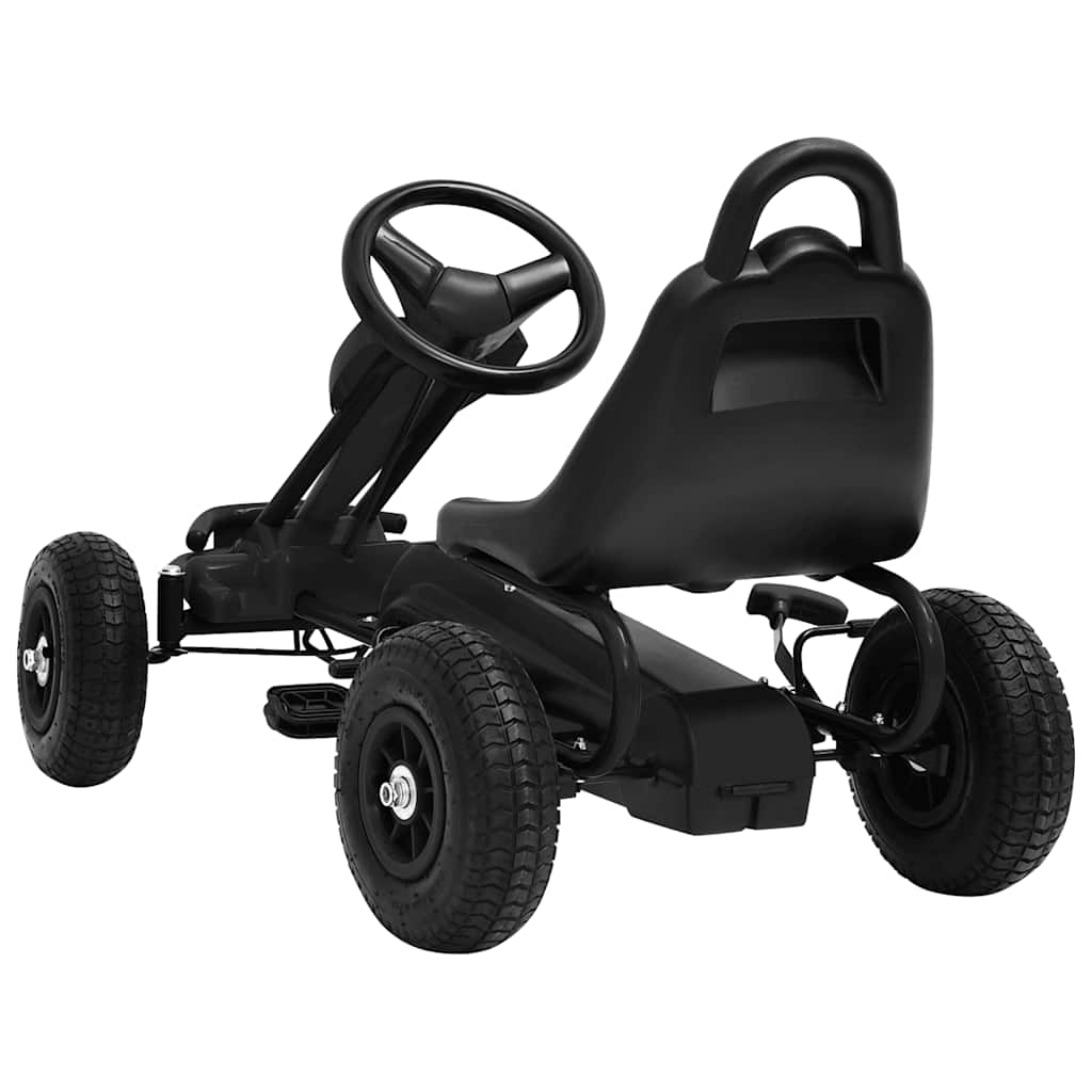 Pedal go-kart with pneumatic tires, black