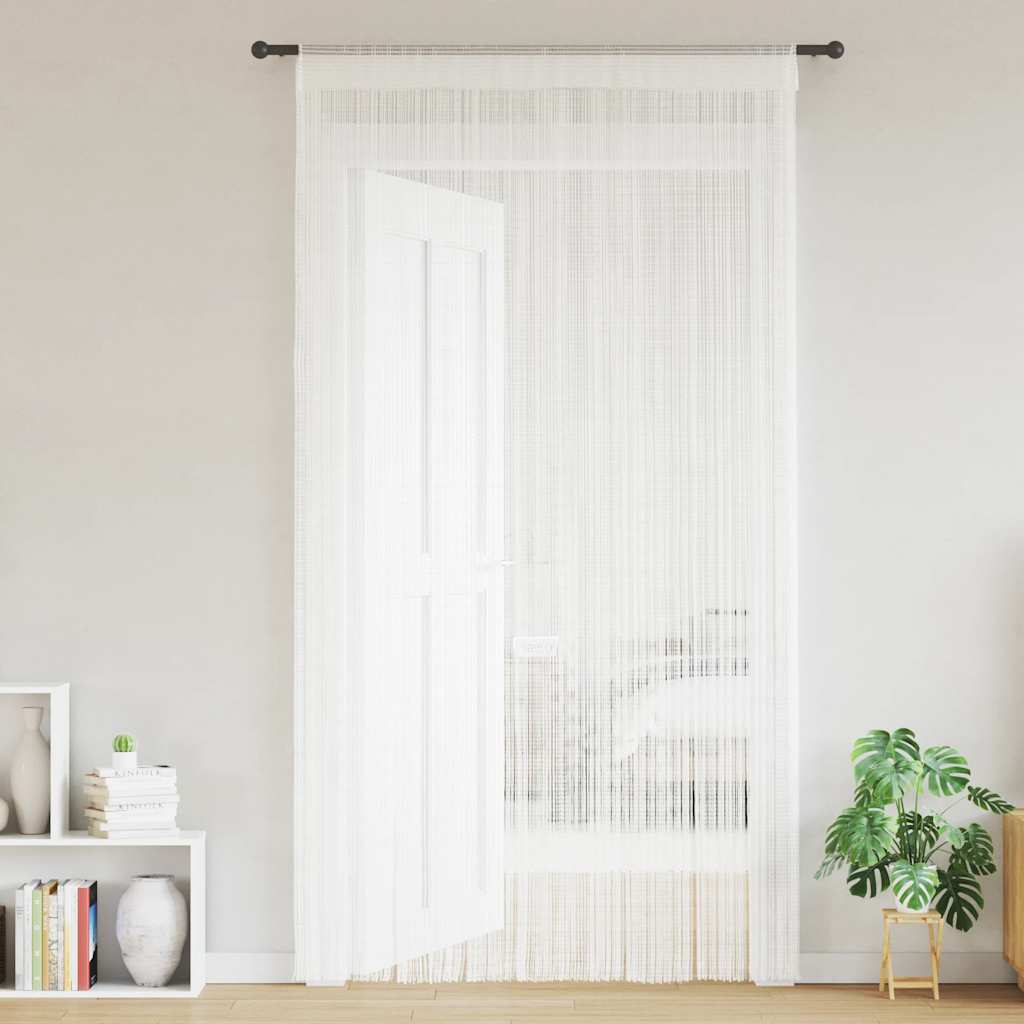 String curtains, 2 pcs., 140x250cm, white