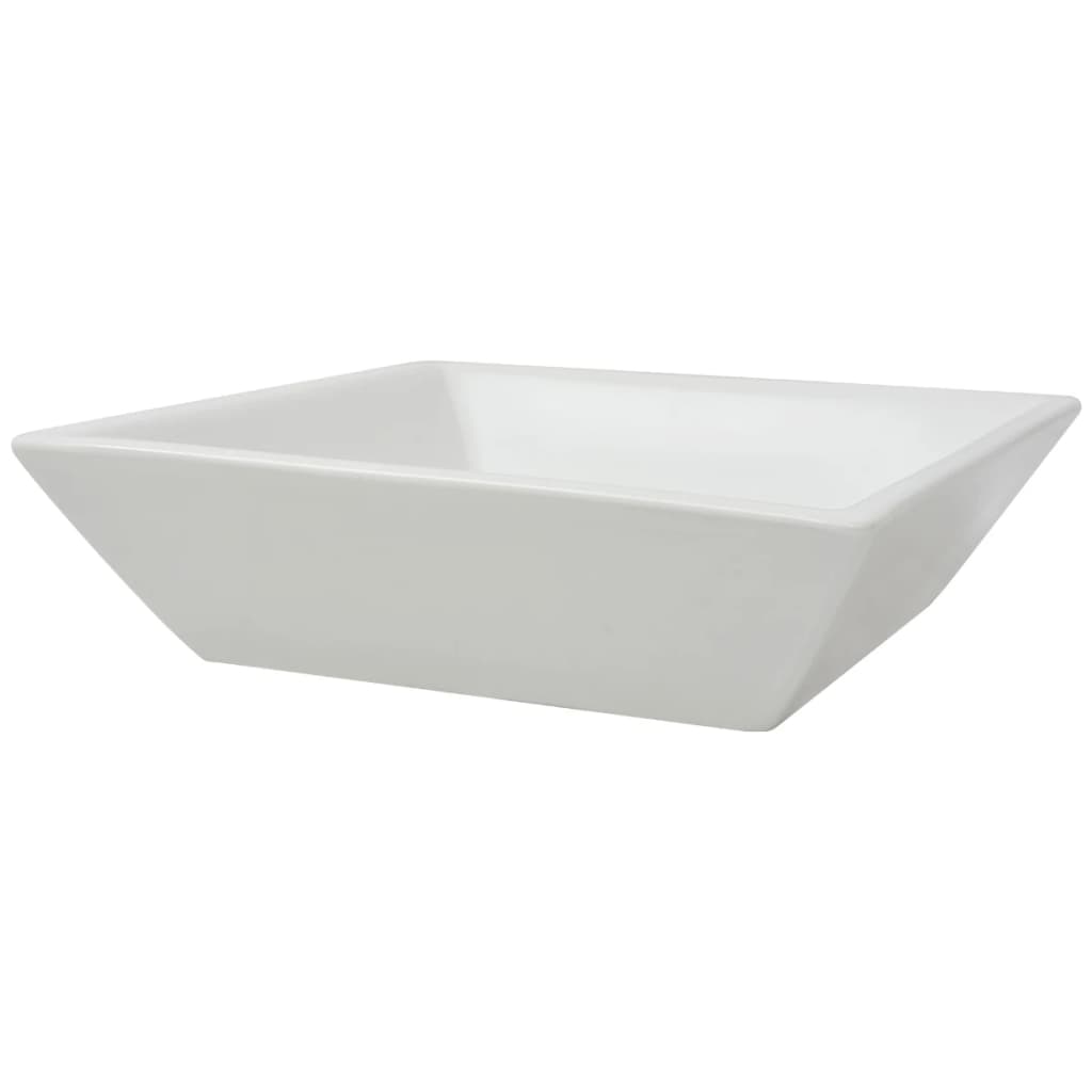 Basin, square, ceramic, white, 41.5x41.5x12 cm