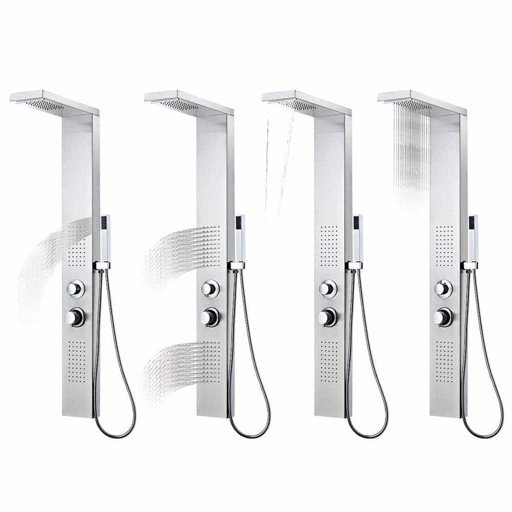 Shower system, stainless steel, square