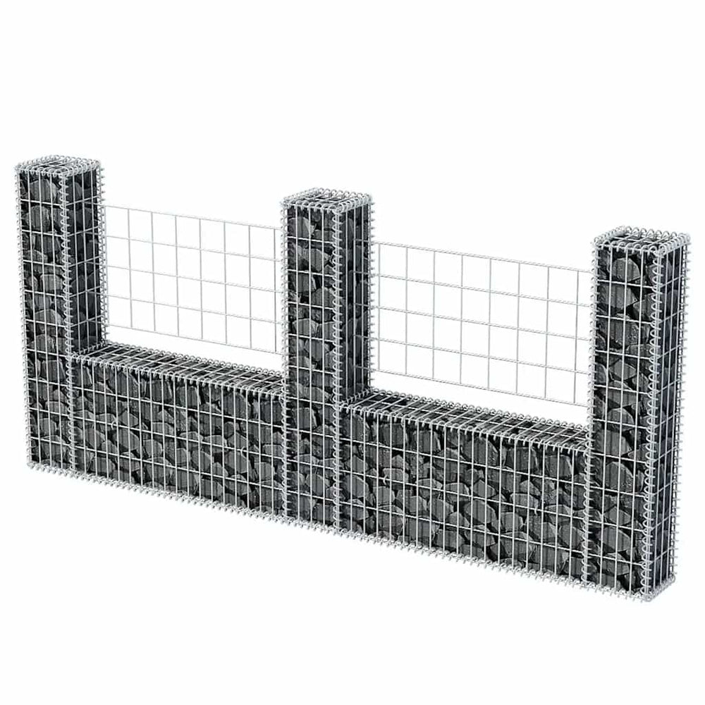 Gabion basket, U-shaped, 240x20x100cm, galvanized steel