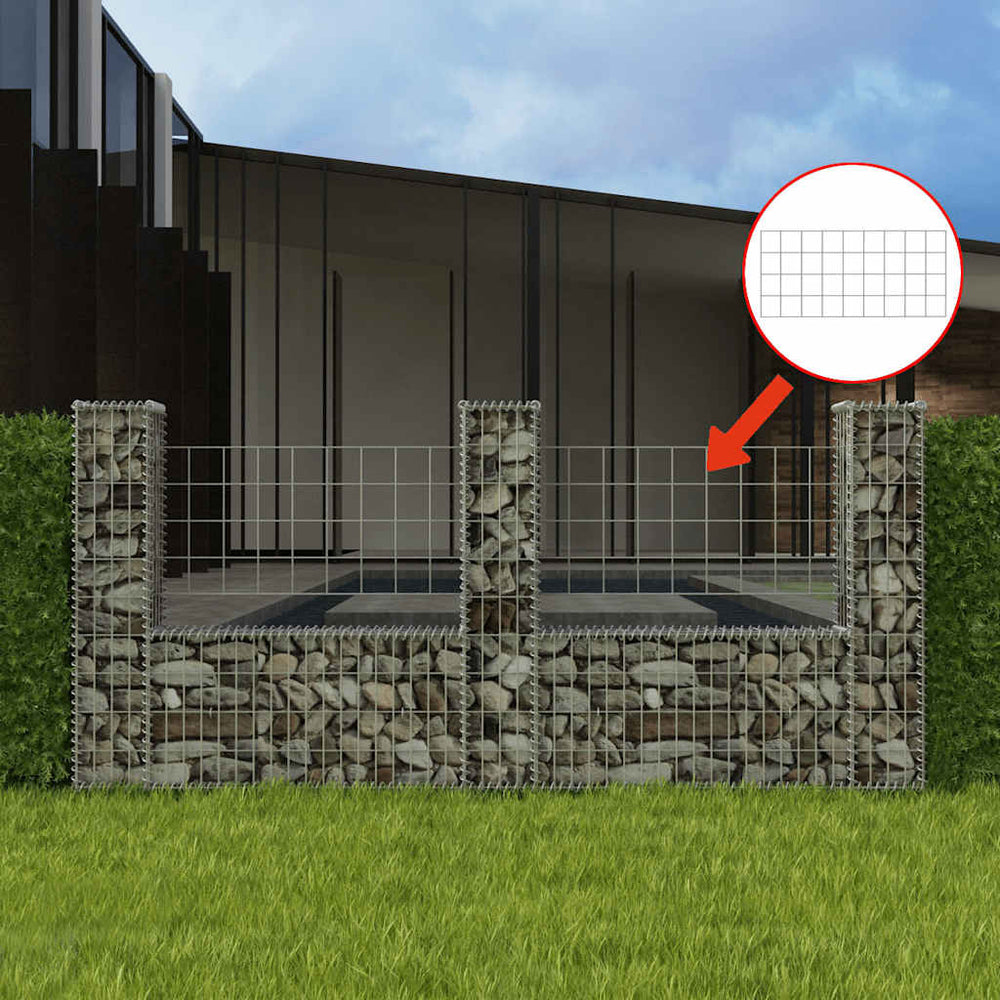 Gabion basket, U-shaped, 240x20x100cm, galvanized steel