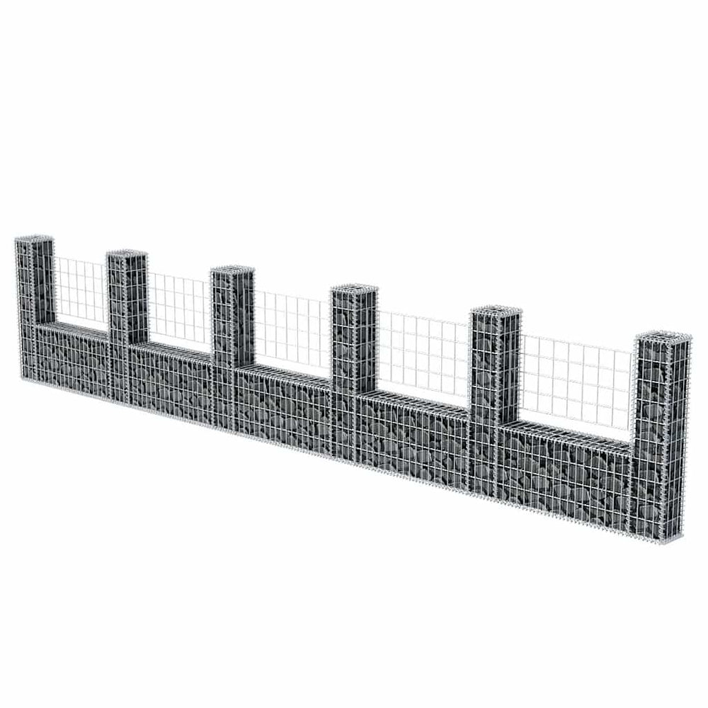Gabion basket, U-shaped, 570x20x100cm, galvanized steel
