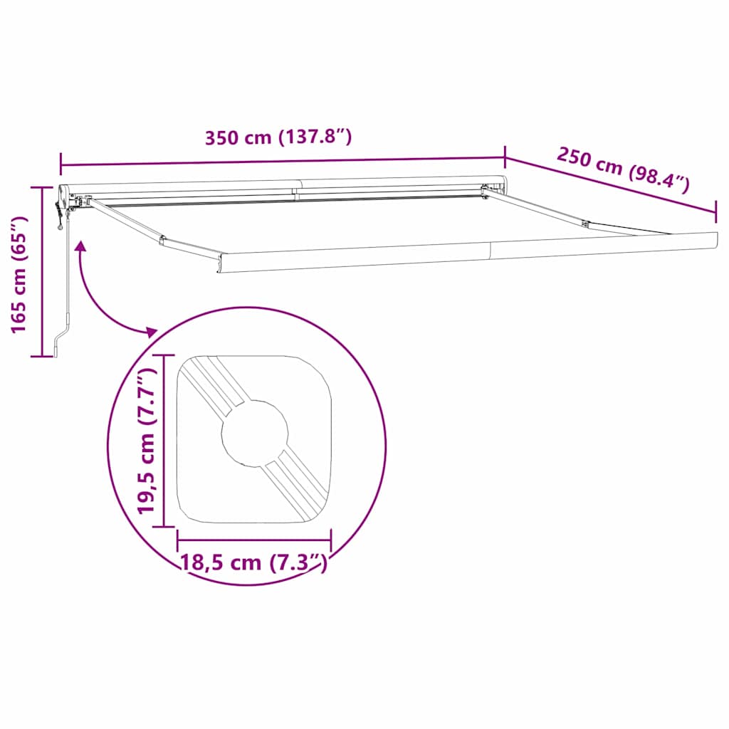 Markizės rėmas Balta 350 x 250 cm Aliuminis