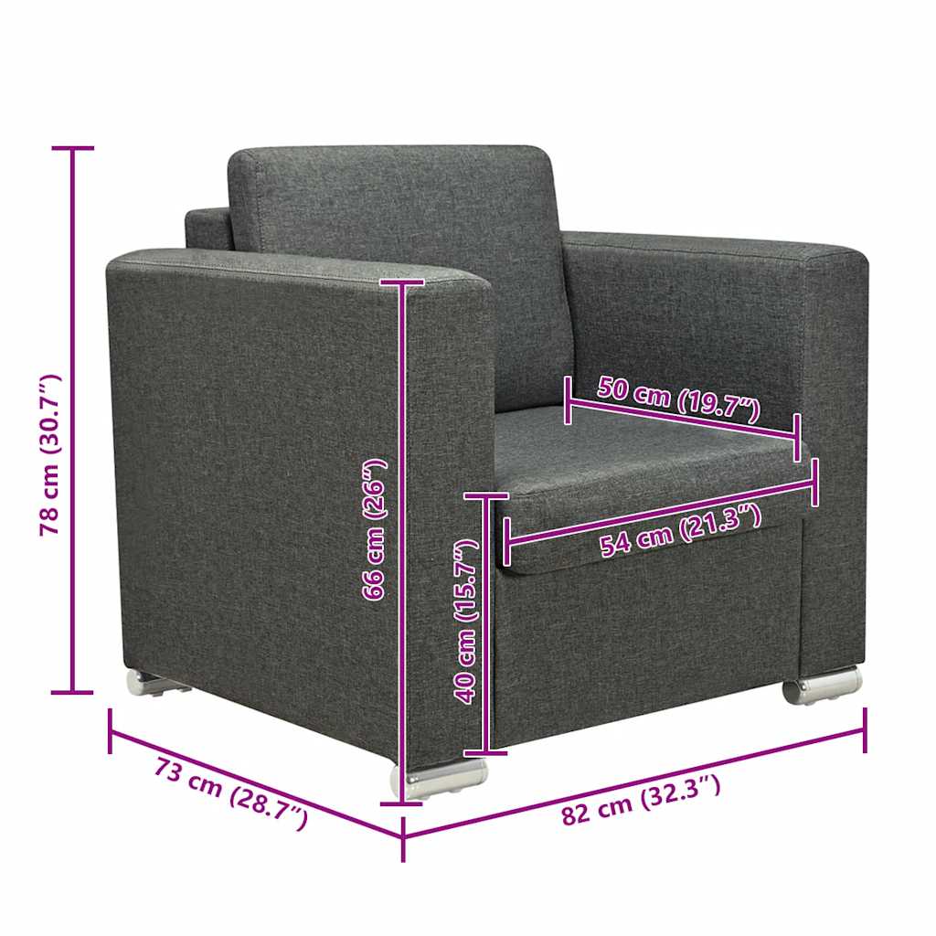 Armchair, dark grey, fabric