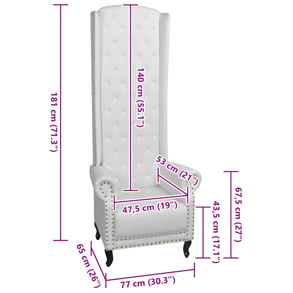 Chair, white, faux leather