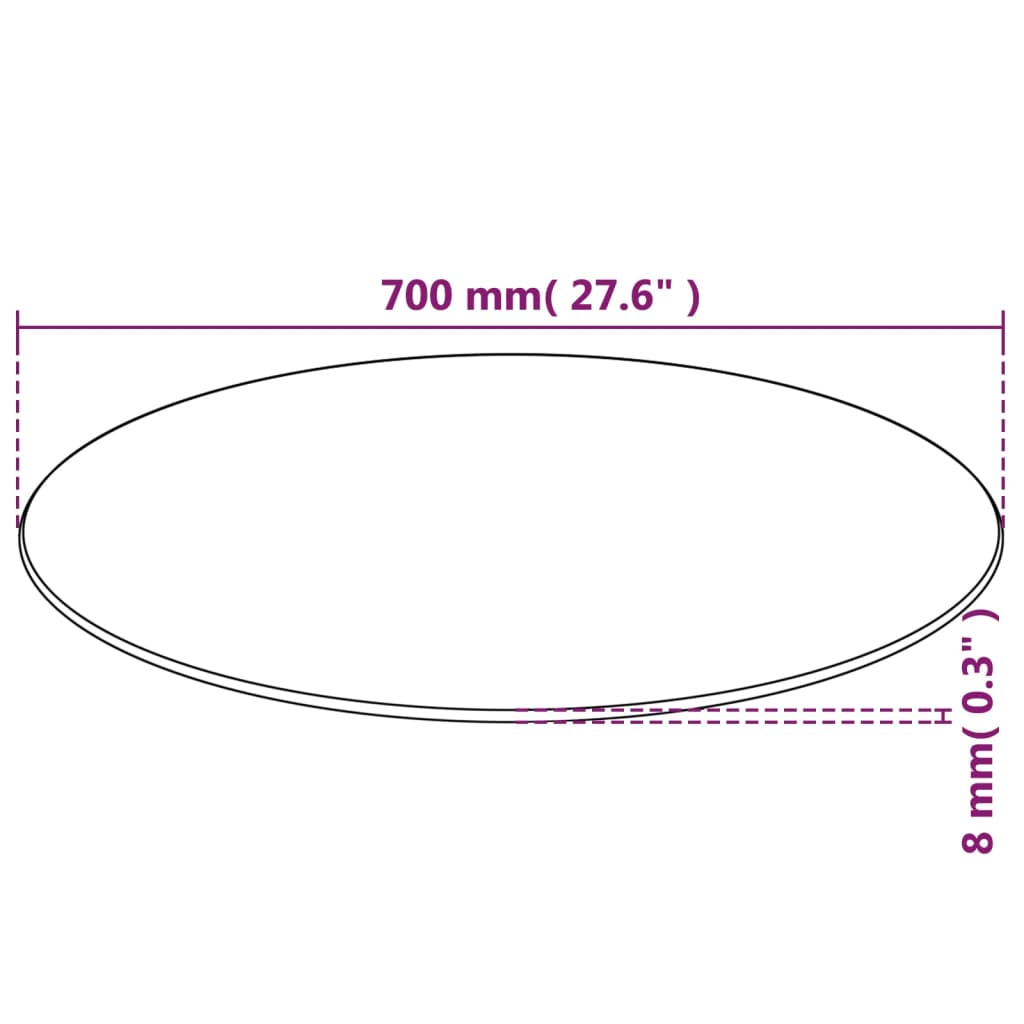 Stalviršis, grūdintas stiklas, apvalus, 700 mm