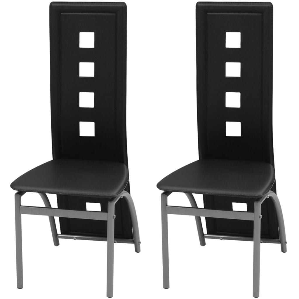 Dining chairs, 2 pcs., black, artificial leather
