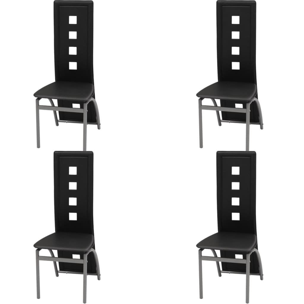 Dining Chairs, 4 pcs, black, artificial leather