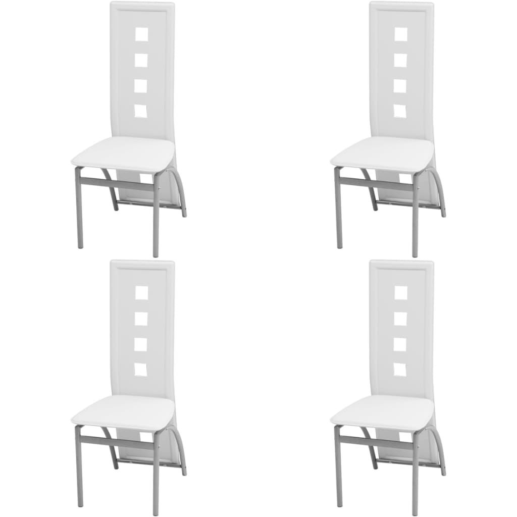 Valgomojo kėdės, 4vnt., baltos spalvos, dirbtinė oda