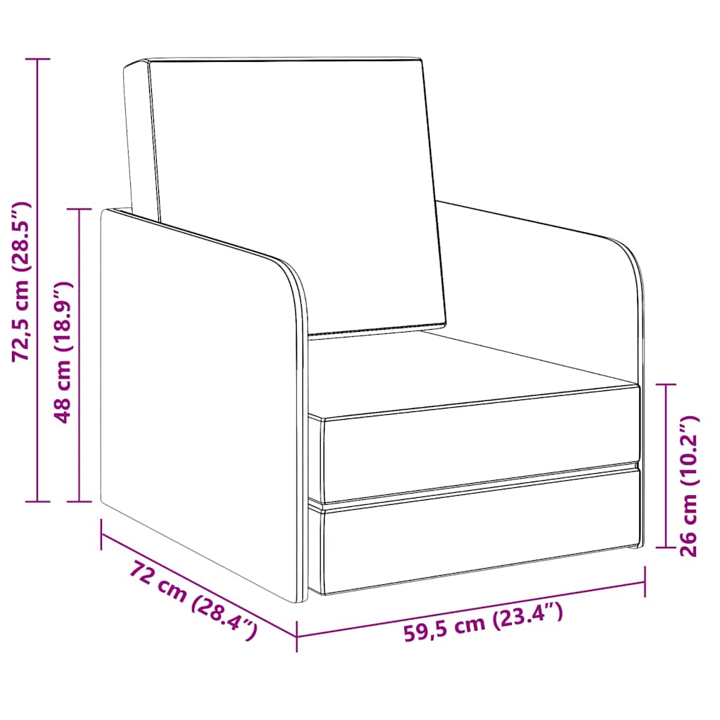 Armchair-bed, fabric, light grey, fabric
