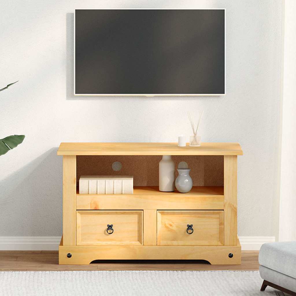 TV cabinet, Mexican pine, Corona style, 91x43x56 cm