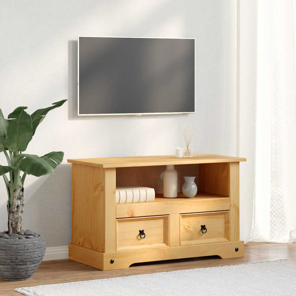 TV cabinet, Mexican pine, Corona style, 91x43x56 cm