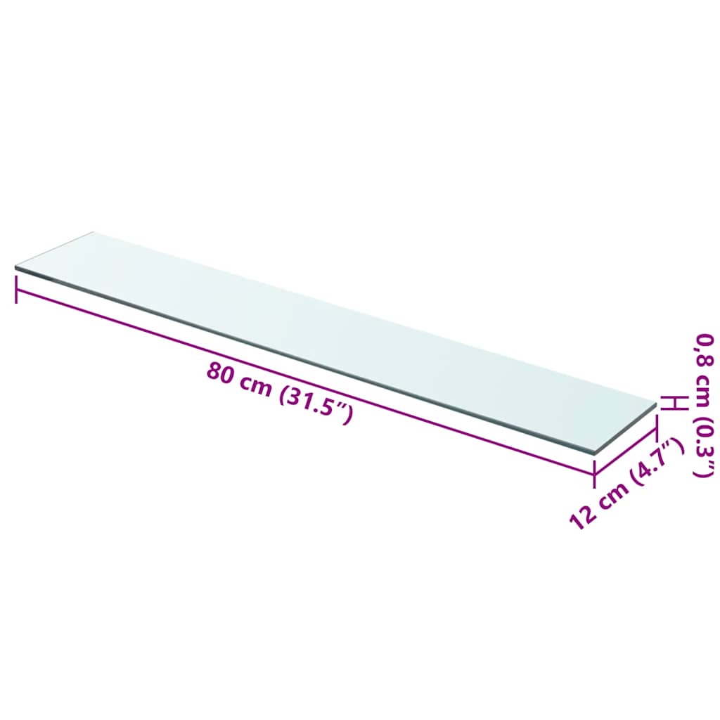 Shelf panel, clear glass, 80x12 cm