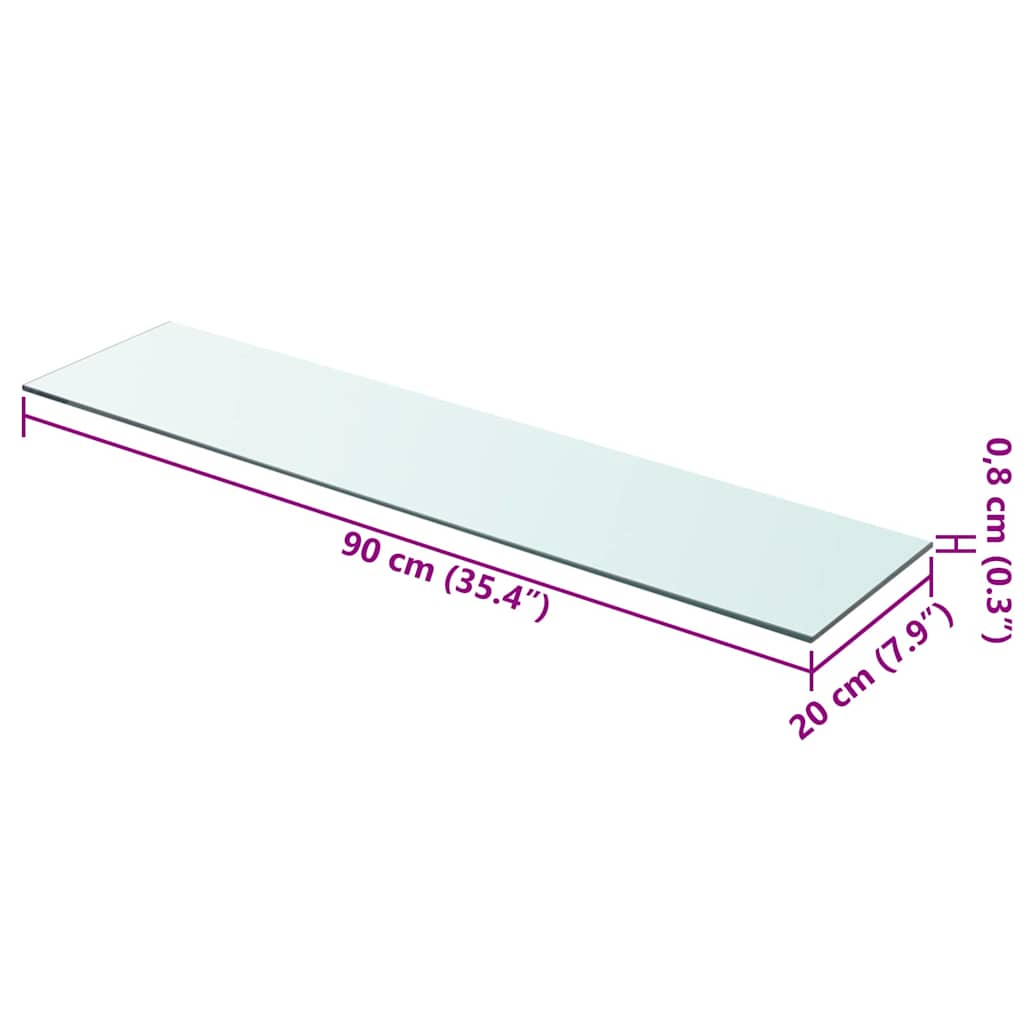 Shelf panel, clear glass, 90x20 cm
