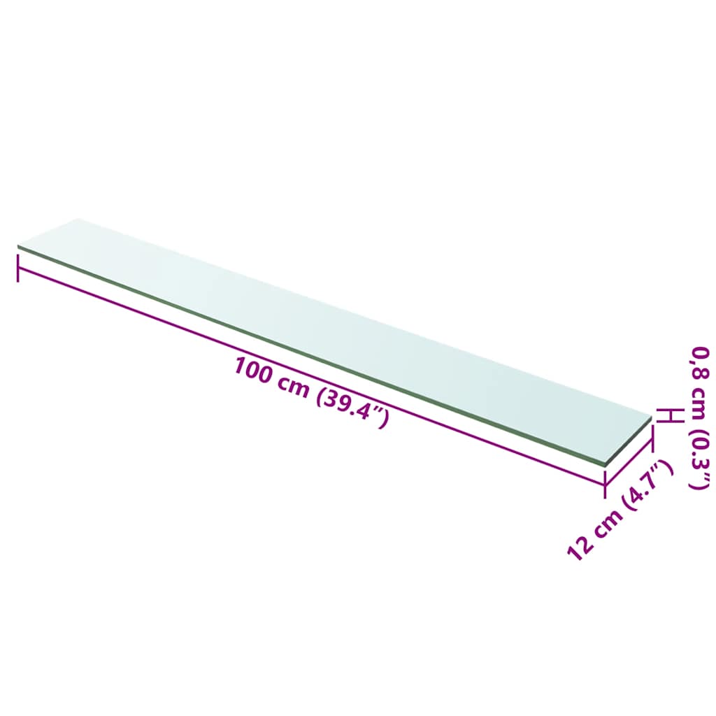 Shelf panel, clear glass, 100x12 cm