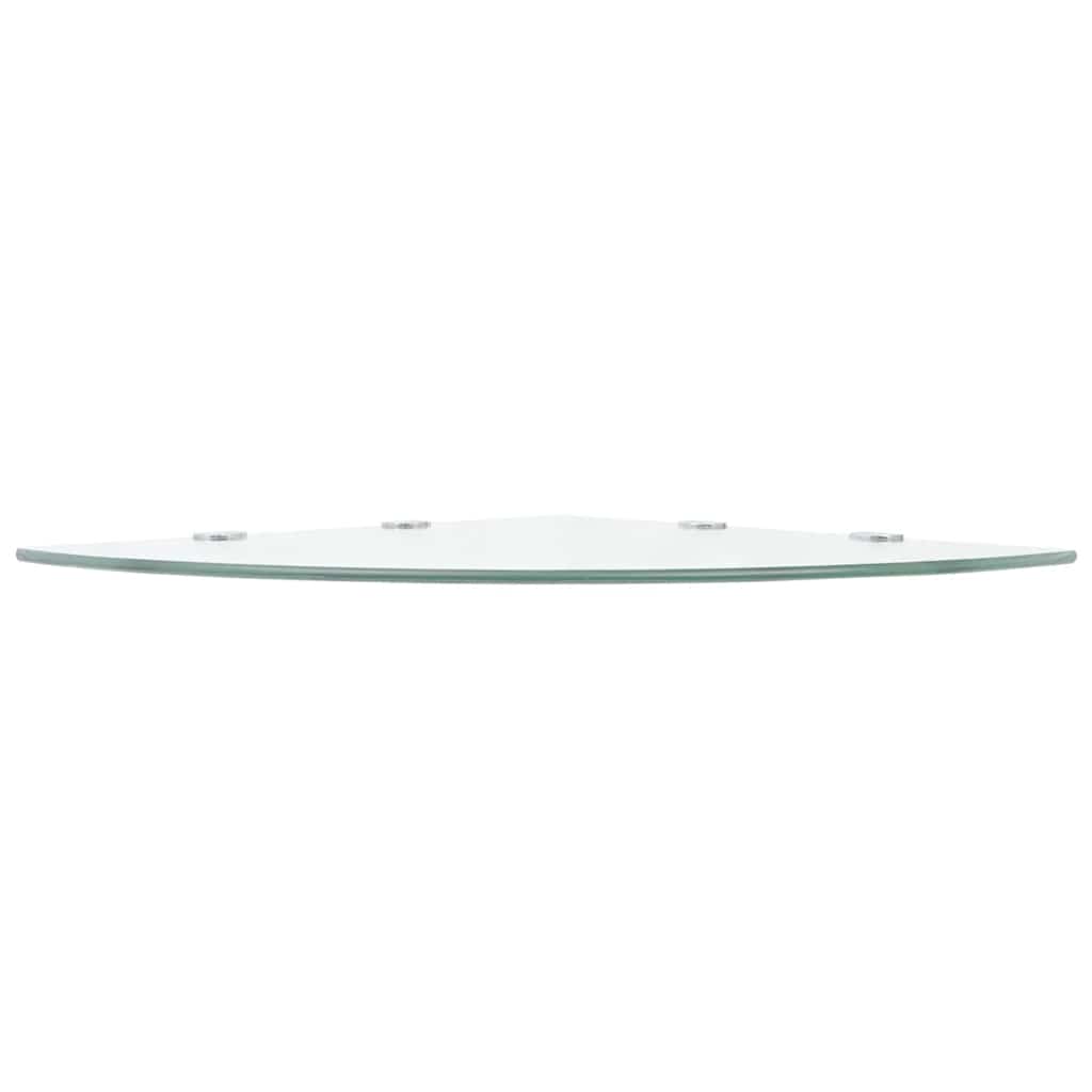 Corner shelf with chrome brackets, clear glass, 45x45 cm