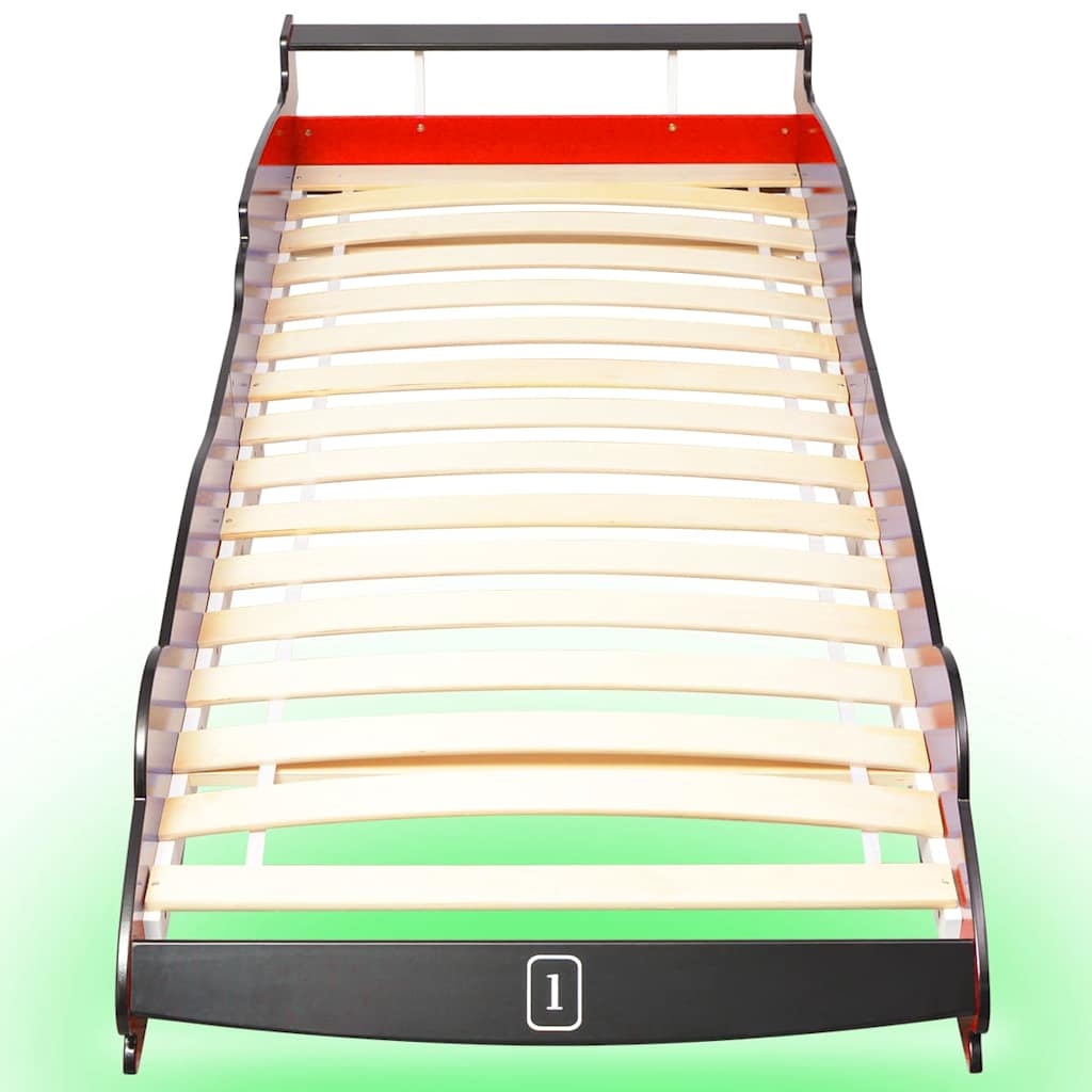 Children's LED racing car bed, red, 90x200cm