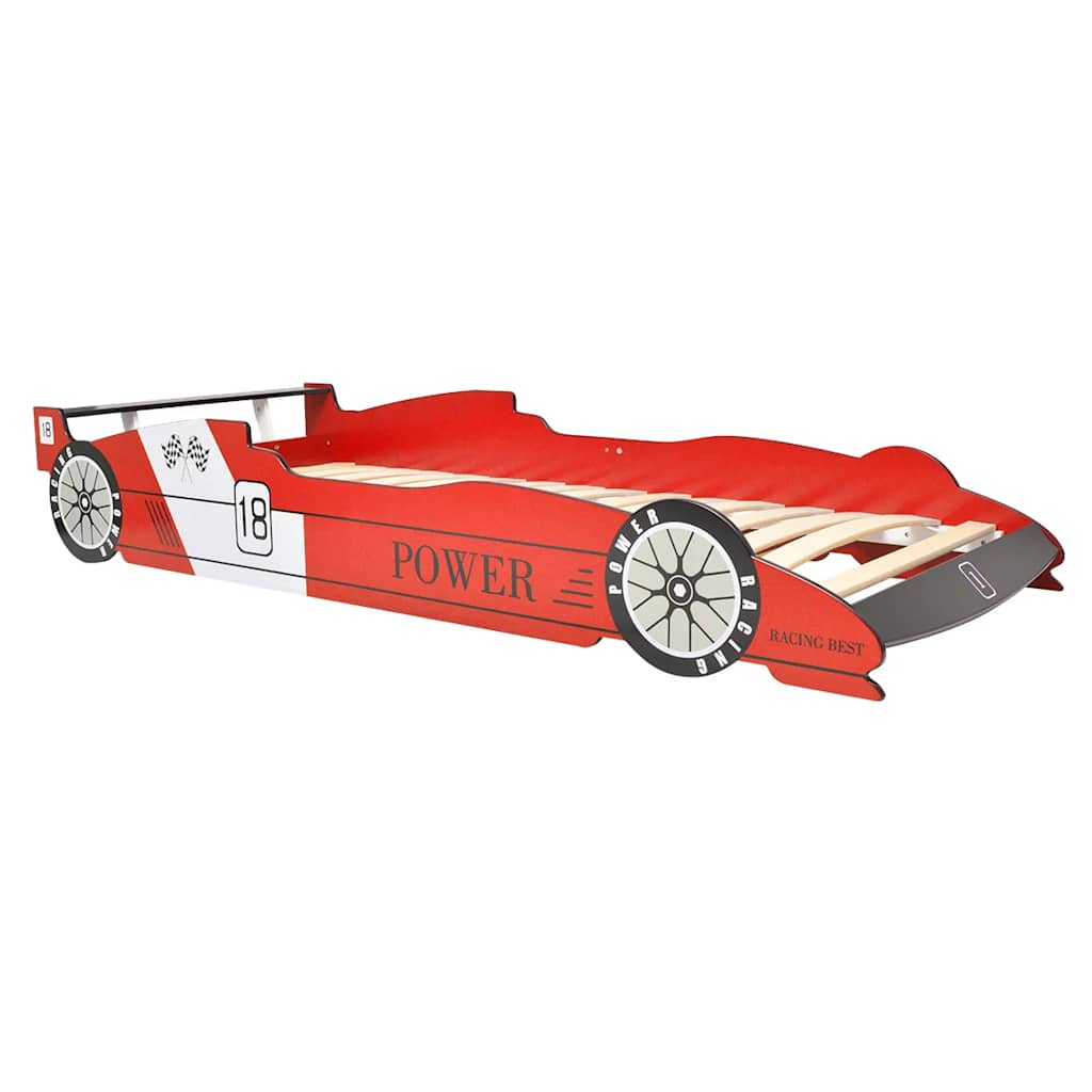 Children's LED racing car bed, red, 90x200cm