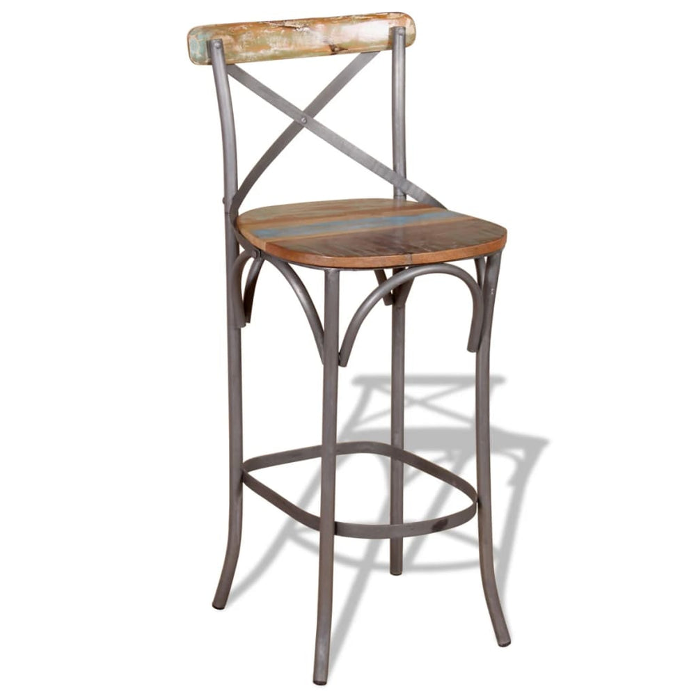 Bar stool, solid reclaimed wood