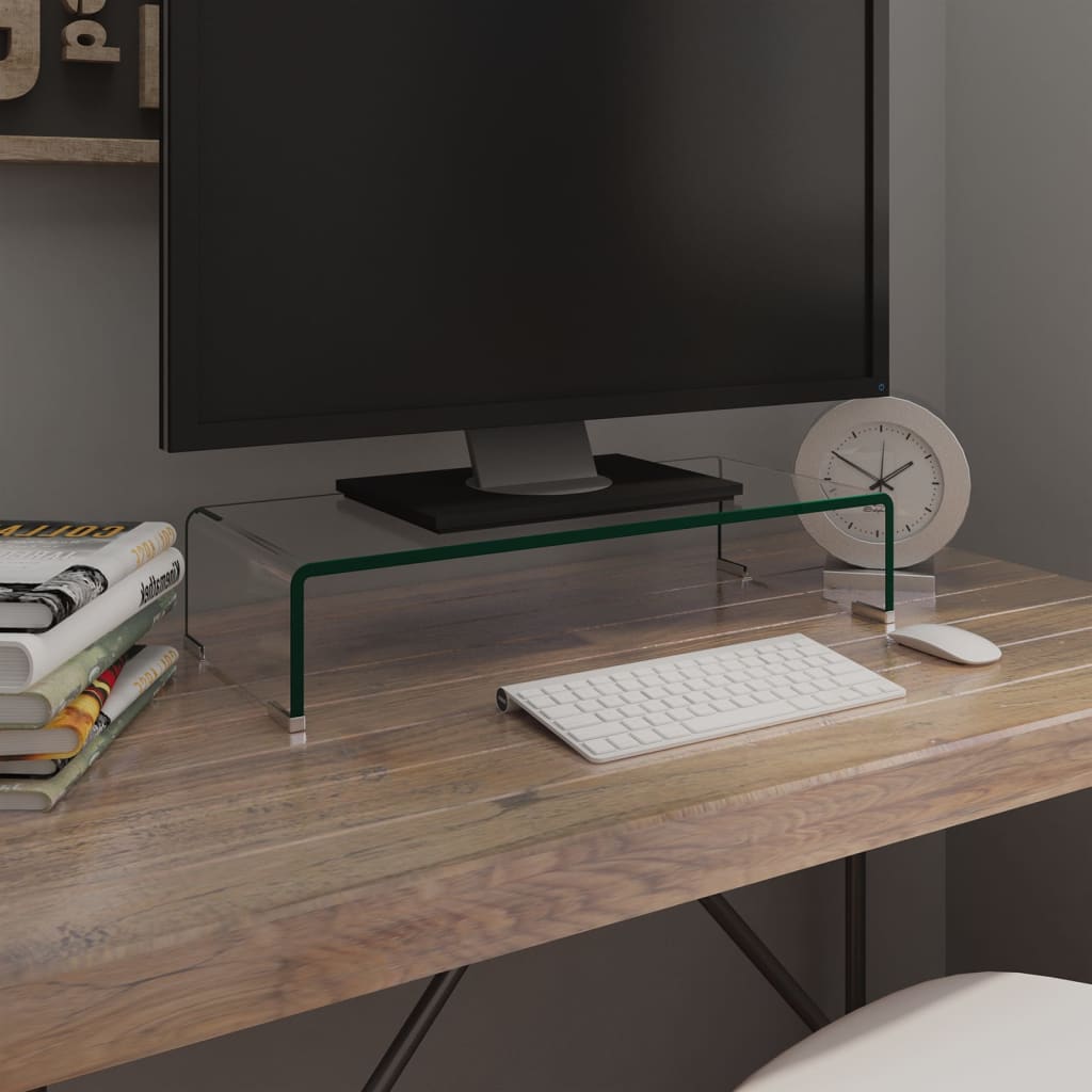 TV stand/monitor riser, clear glass, 60x25x11 cm