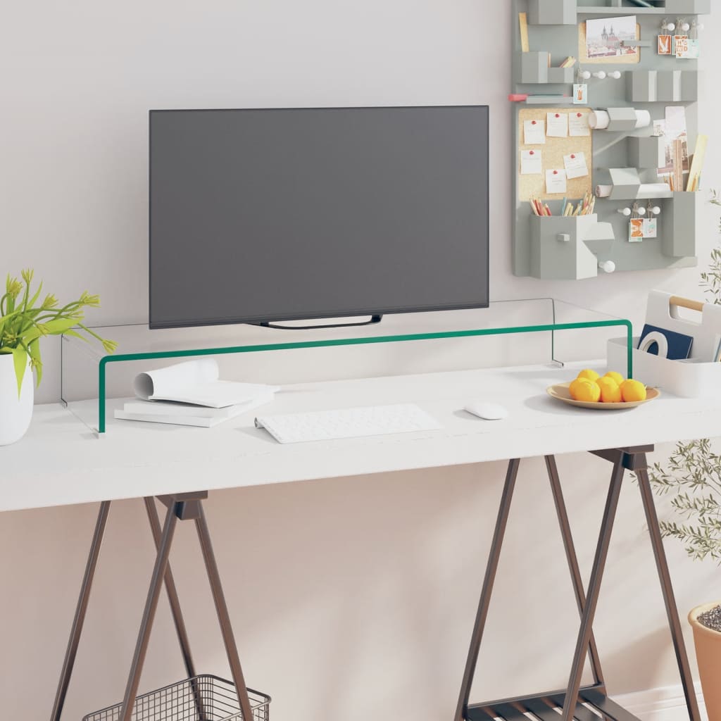 TV stand/monitor riser, clear glass, 100x30x13 cm