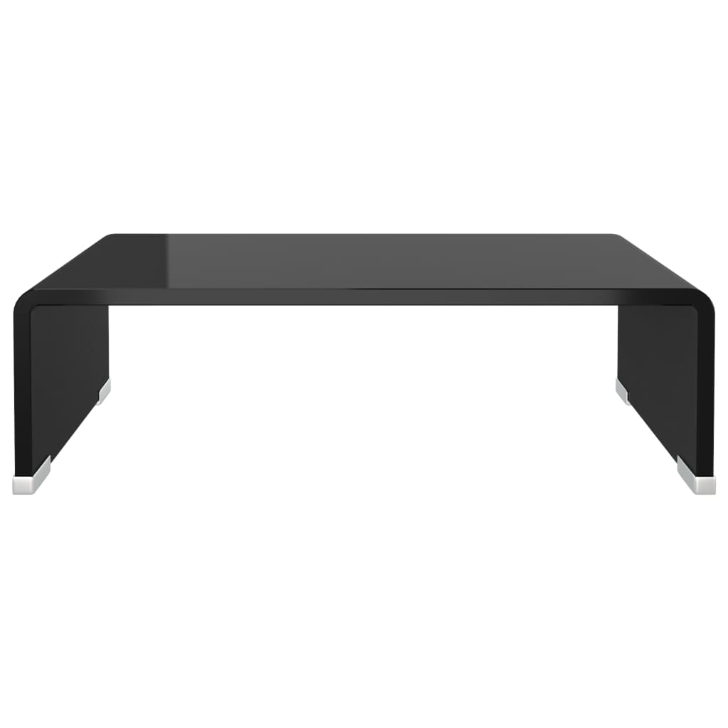TV statīvs/monitora paliktnis, melns stikls, 40x25x11 cm