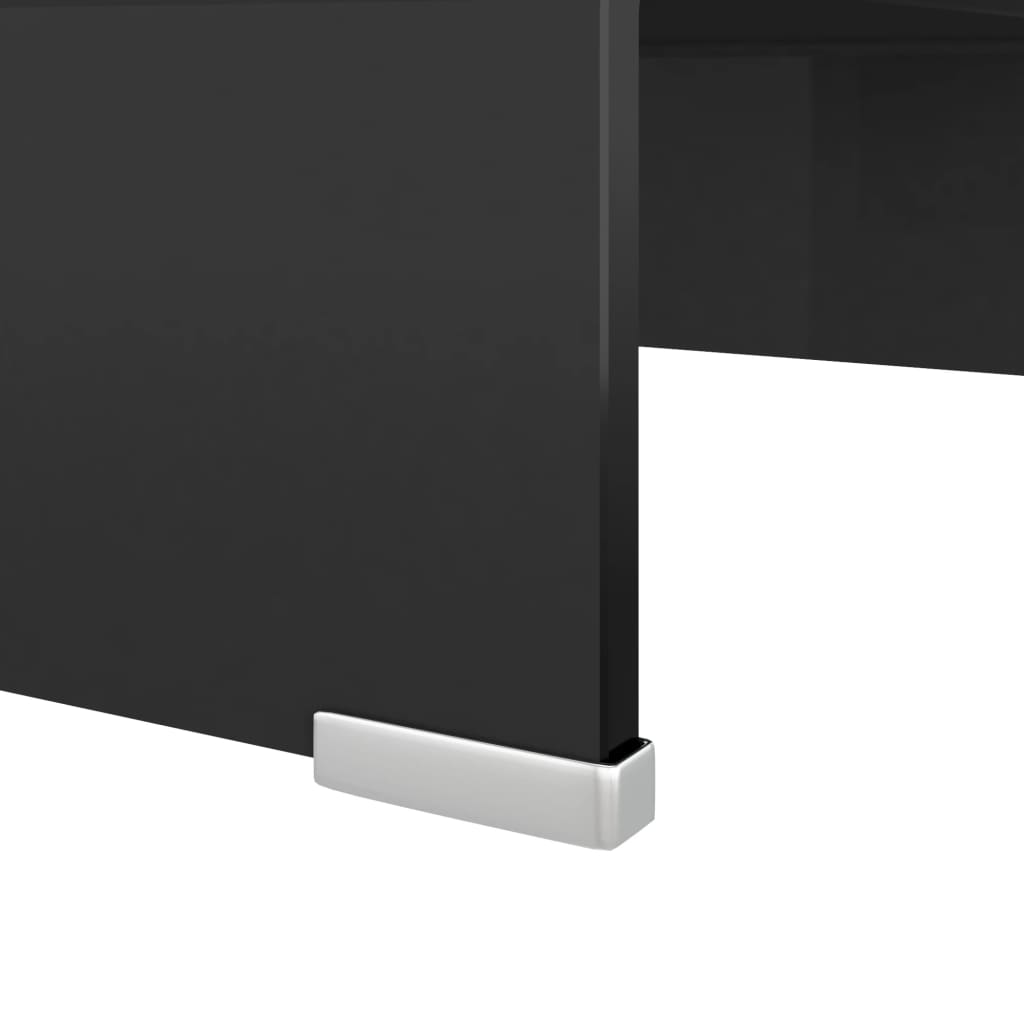 TV statīvs/monitora paliktnis, melns stikls, 40x25x11 cm
