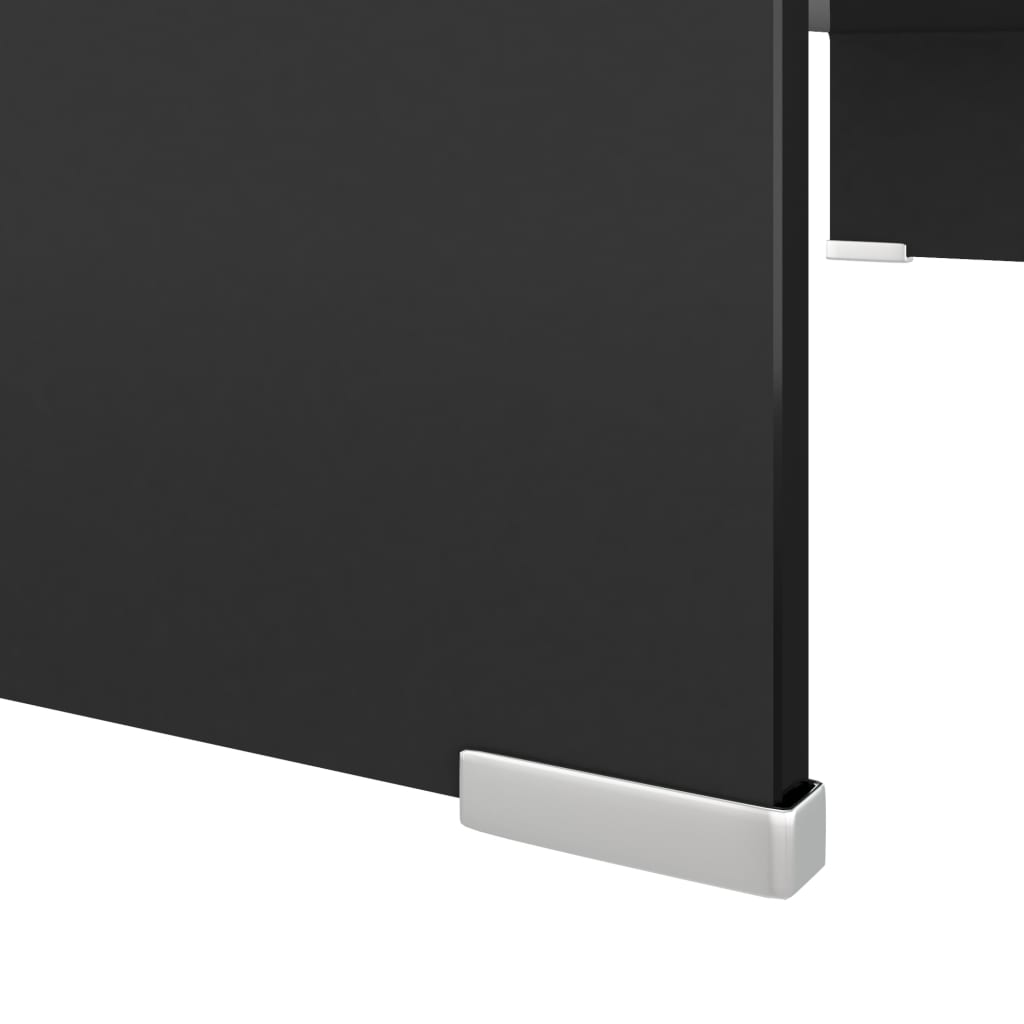 TV statīvs/monitora paliktnis, melns stikls, 80x30x13 cm