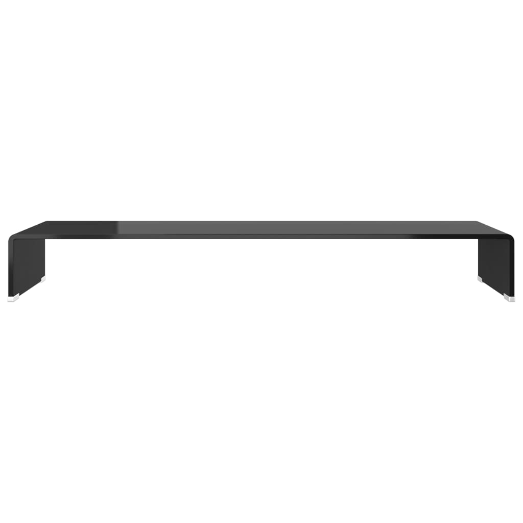 TV stand/monitor riser, black glass, 100x30x13 cm