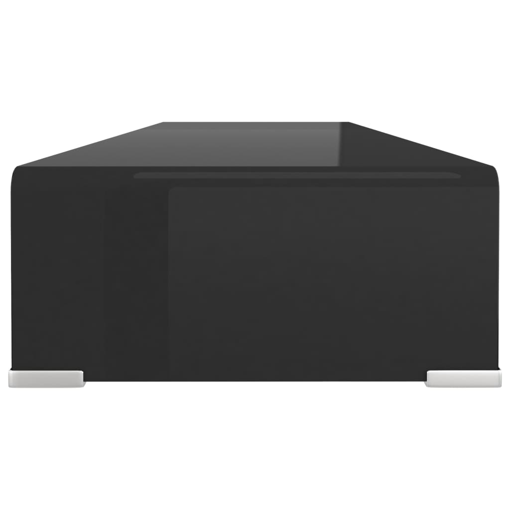 TV stand/monitor riser, black glass, 100x30x13 cm