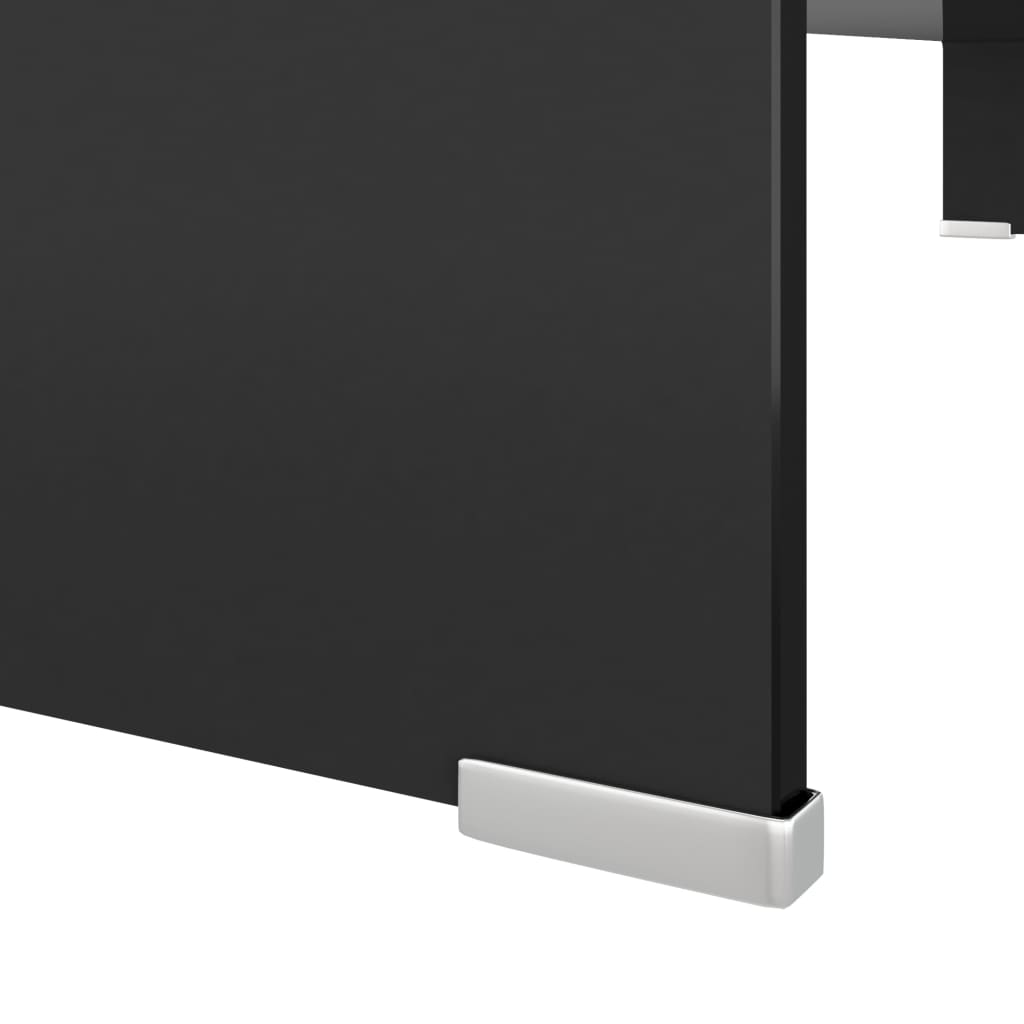 TV stand/monitor riser, black glass, 100x30x13 cm