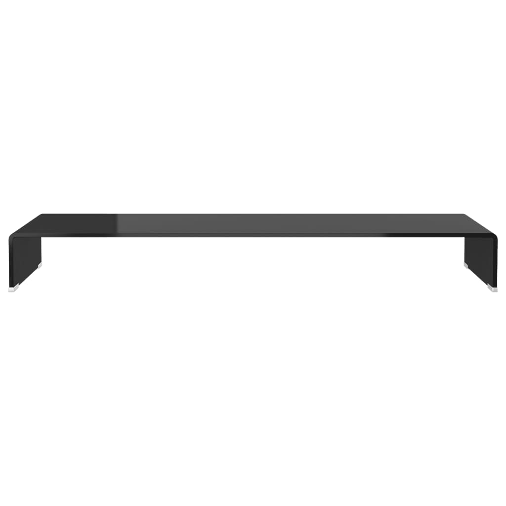 TV stand/monitor riser, black glass, 110x30x13 cm